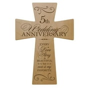 LifeSong Milestones 5th Wedding Anniversary Maple Wood Wall Cross Gift for Couple