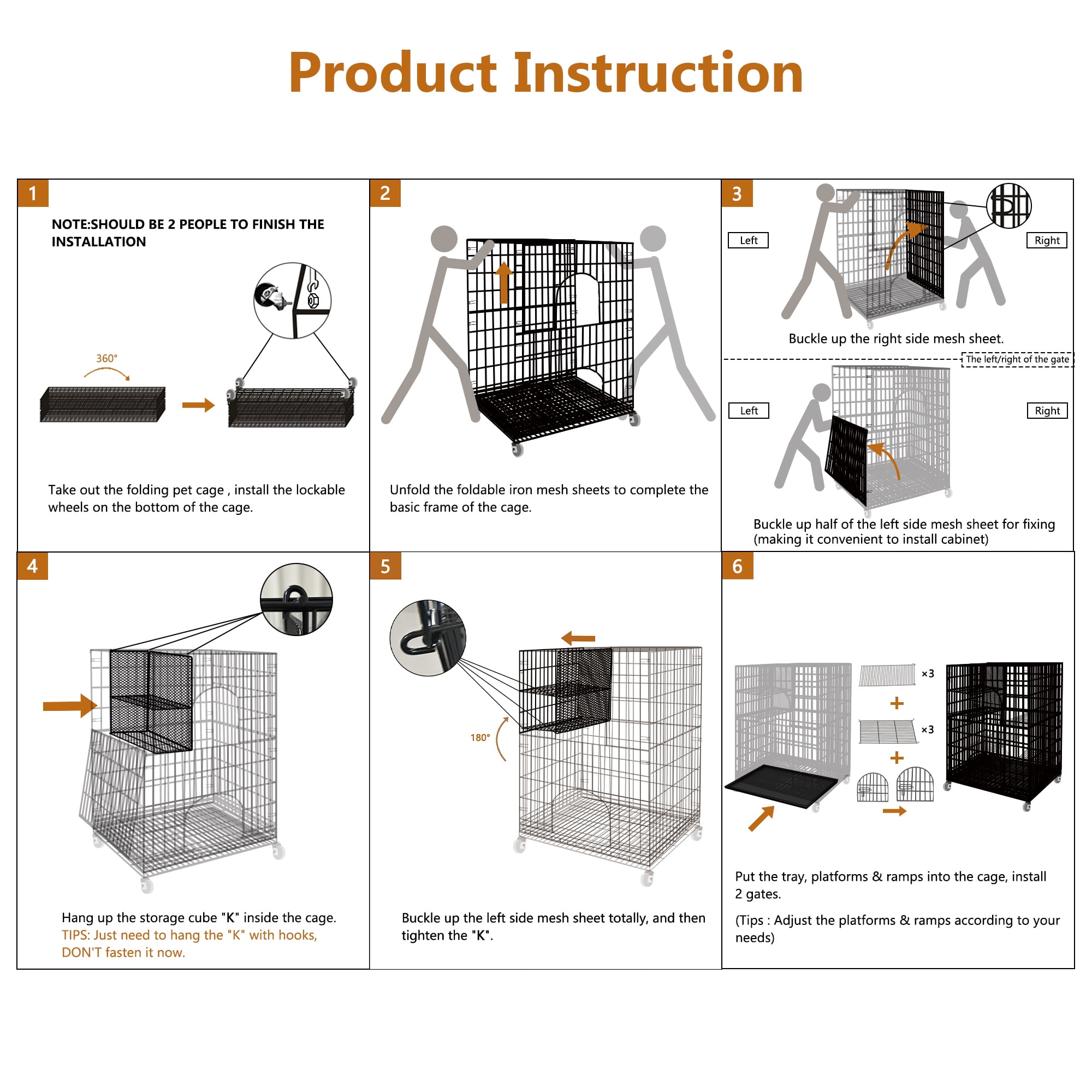 SQIREP Collapsible Cat Cage with Storage Cube Indoor Catio Cat Enclosures Metal Cat Playpen with Large Hammock for 1-4 Cats 4 Tiers Cat Kennel