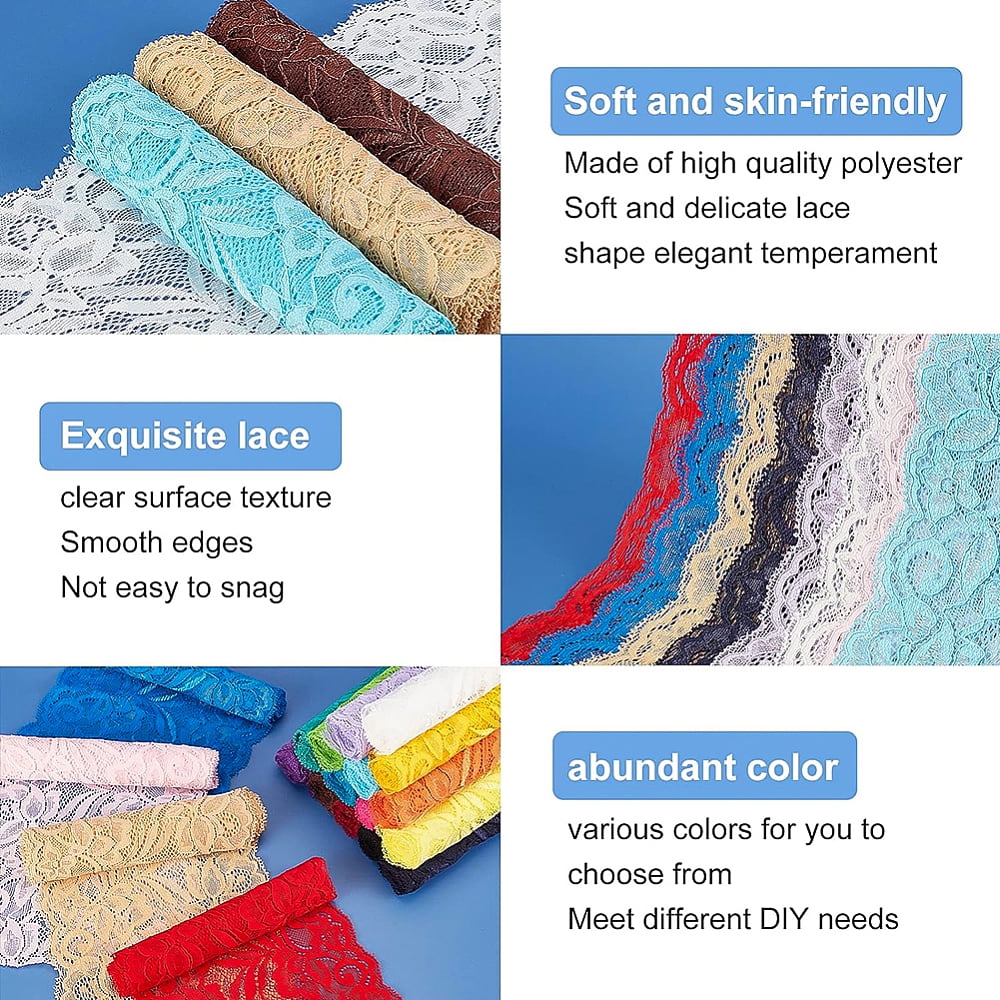 22colors Lace Trim Polyester Ribbon for Jewelry Making Mixed color 5-7/8 inch(150mm) wide 1yards/color 22 colors/set