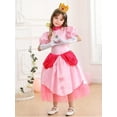 thumbnail image 2 of Girls Princess Costume, 5 Pcs Pink Peach Dress Set for Kids Children Dress Up for Birthday Party Gift 4-6 Years, 2 of 7