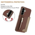 thumbnail image 3 of ELEHOLD Case for Samsung Galaxy A36 5G, 2-in-1 Detachable Magnetic Zipper Leather Wallet Case with Card Holder, RFID Blocking Folio Flip Cover,Brown, 3 of 5