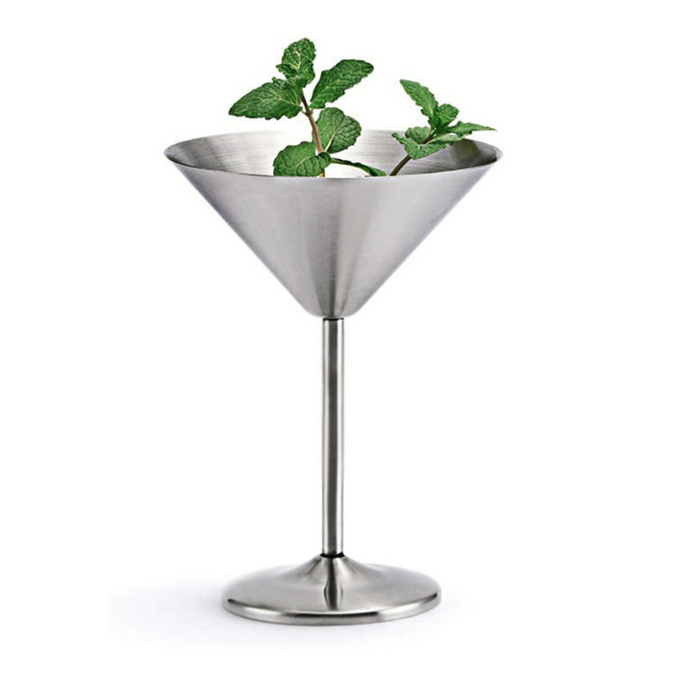 Stainless Steel Martini Glasses Set Of 4, 8 Oz Metal Cocktail