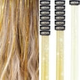 thumbnail image 6 of 6Pcs Clip In Hair Extensions 23.6 Inch for Girls Women Kids, Glitter Colored Clip-In Hairpieces for Christmas Cosplay Party, Fun Hair Accessory Kit, 6 of 7