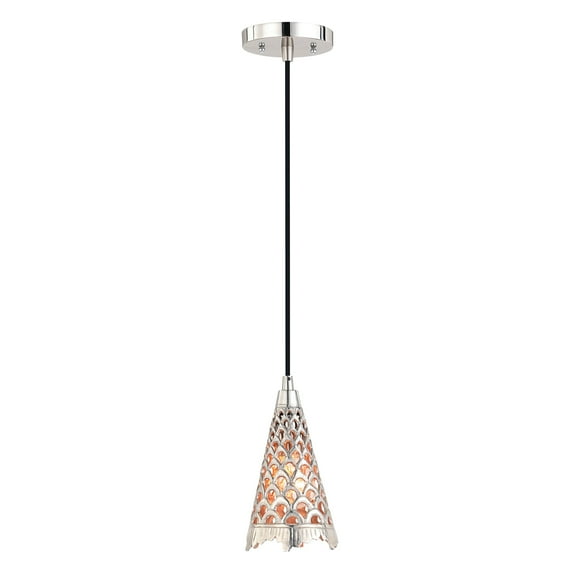 Aspen Creative 61133-11, One-Light Hanging Mini Pendant Ceiling Light, Transitional Design in Nickel Finish, 5 1/2" Wide