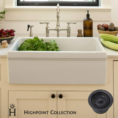 HIGHPOINT COLLECTION Decorative Farmhouse Fireclay Sink and Oil Rubbed ...