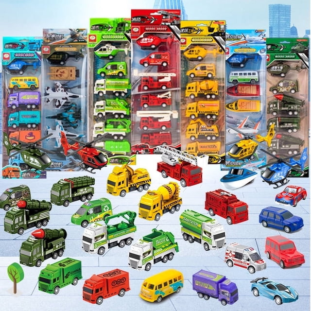 Coche de juguete para niños, camión de ingeniería de tráfico urbano, camión de bomberos, modelo de coche de fuerza trasera