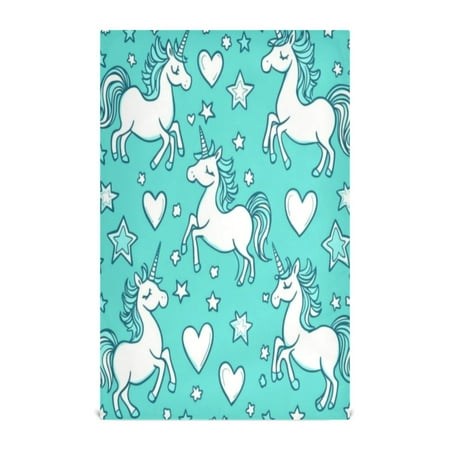 

WOBOGO A Pattern with Cute Cartoon Unicorns Kitchen Towel 4 Piece Large Cotton Dishcloth Premium Absorbency Set with Hanging Loop