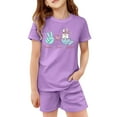 thumbnail image 4 of MUXiin Girl's 2 Piece Easter Outfits Cute Summer T-Shirt and Cartoon Rabbit Bunny Shorts Clothing Sets, 4 of 5