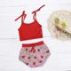 thumbnail image 3 of Gibobby Conjunto de ropa de bebé Conjunto de pantalones cortos estampados de dibujos animados sin mangas de color sólido para Niñas pequeña de 0 a 6 años(Rojo, 4Años), 3 of 4