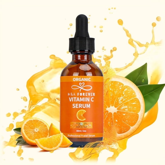 M&A Beauty Organic Vitamin C Facial Serum with Hyaluronic Acid and Vitamin E
