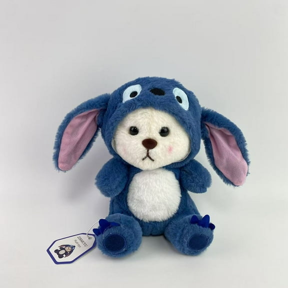 ZJSMUYU Plush toys,Cartoon Plush Cross-Dressing Teddy Bear Plush Toy, Cute Teddy Bear with Removable Stitchhat (Blue, 11 inch / 0.5 lb)