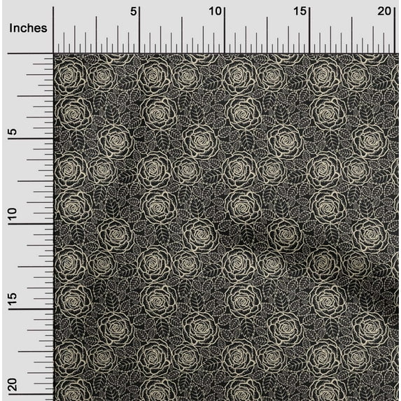 oneOone Cotton Poplin Twill Black Fabric Leaves & Floral Artistic Fabric For Sewing Printed Craft Fabric By The Yard 56 Inch Wide