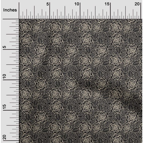 oneOone Cotton Poplin Twill Black Fabric Leaves & Floral Artistic Fabric For Sewing Printed Craft Fabric By The Yard 56 Inch Wide