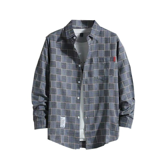 Ketyyh-chn99 Mens Stretch Dress Shirts Men's Casual Printed Shirt Long Sleeve Single Turn Down Shirt Size for XL,Blue