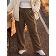 thumbnail image 3 of Cueply Women's Plus Size Wide Leg Cargo Sweatpants High Waisted Drawstring Lounge Pants with Pockets, 3 of 6