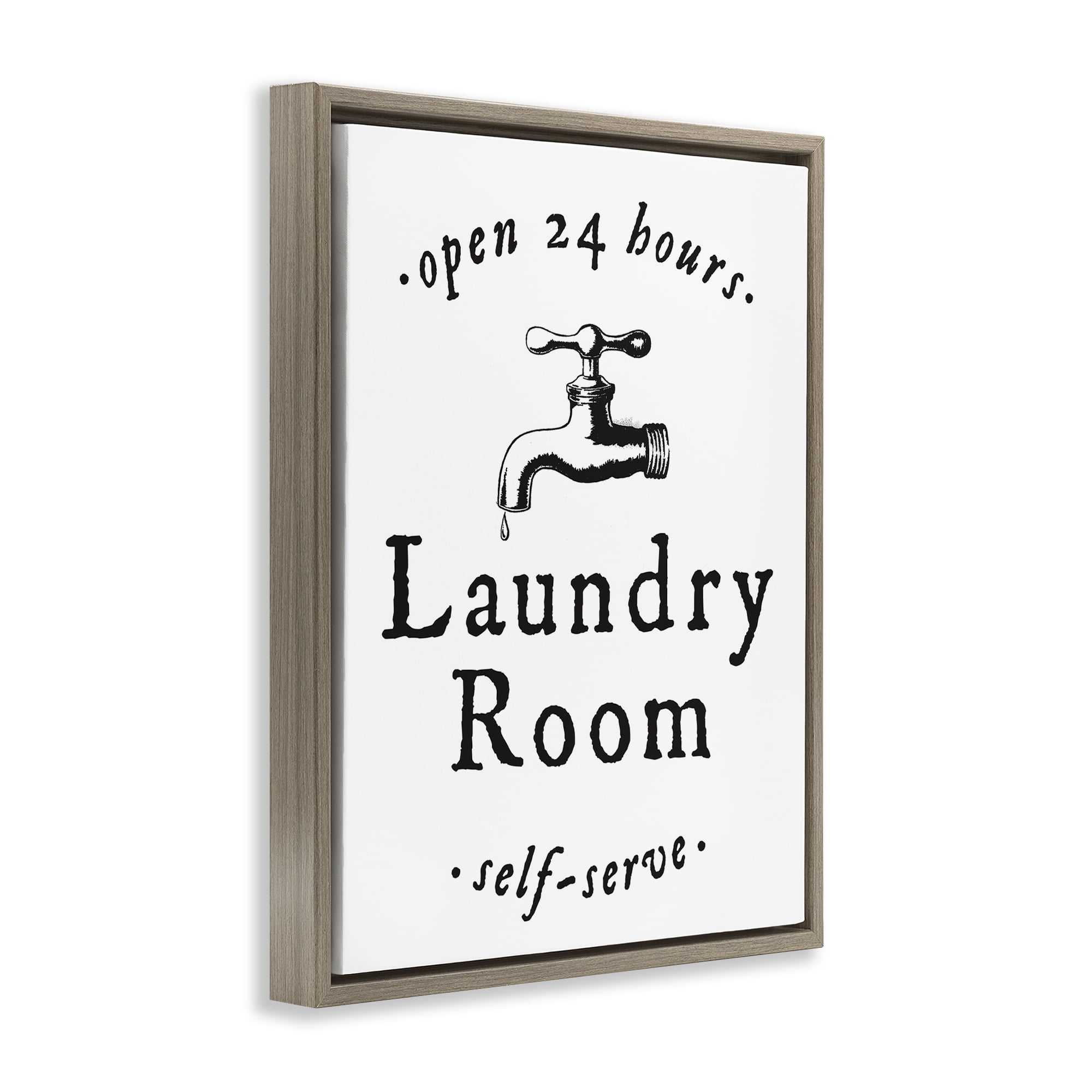 Stupell Industries Self Serve Laundry Typography Painting Brown Floater Framed Art Print Wall Art, 25 x 31
