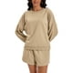 thumbnail image 1 of Conjuntos de sudadera cortos para mujer ATHLECHIC, conjuntos a juego, sudadera de manga murciélago, conjunto de lounge, chándal casual L color caqui oscuro, 1 of 4
