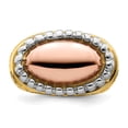 thumbnail image 5 of Solid 14k Rose and Yellow Gold Oval Beaded Frame Dome Ring Band Size 9, 5 of 6
