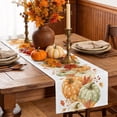 thumbnail image 5 of Sage Green Orange Pumpkins Fall Cotton Linen Rectangle Table Runners 13"x48", Thanksgiving Maple Leaves Coffee Table Runner Dresser Scarves Luxury Table Runners for Wedding Party Banquet Dinner Decor, 5 of 8