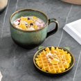 thumbnail image 5 of 480ML Ceramics Coffee Cup,Stoneware Coffee Mugs,Stoneware Coffee,Large Tea Cups Mugs,Cappuccino Cups (blueWith cover), 5 of 5