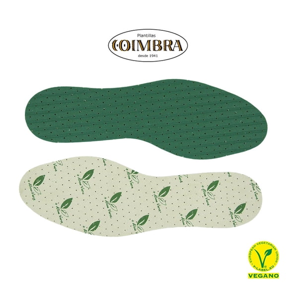 Vegan Aloe Vera Insole (Size 45) - velvety, absorbent micro-fiber velour insole with 2 layers of latex: one is spongy and the other is pressed to be resistant, and a smooth microfiber textile on top