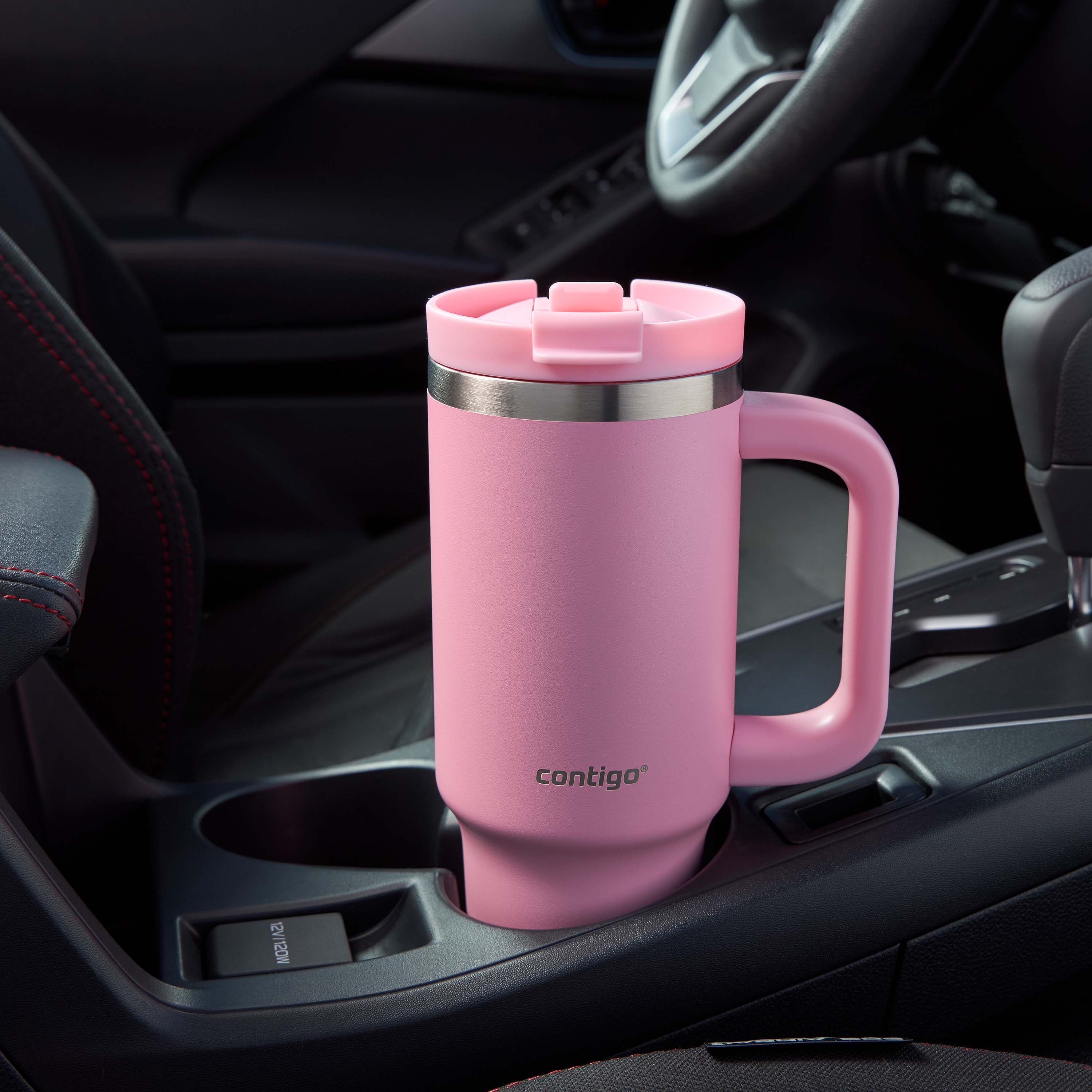 Contigo Streeterville Leak-Proof Tumbler, 30 oz (887 ml), Stainless Steel Water Bottle with Straw, Strawberry Cream