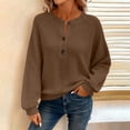 thumbnail image 2 of Waffle Knit Henley Shirts for Women Casual Long Sleeve Blouse Button Up Fall Fashion Soft Pullover Sweatshirts, 2 of 9