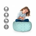 thumbnail image 2 of Modern Storage Toy Bag Chair, Vertical Oval Shapes Pattern with Dots Waves Curves Abstract Design, Stuffed Animal Organizer Washable Bag, Large Size, Pale Blue White, by Ambesonne, 2 of 3