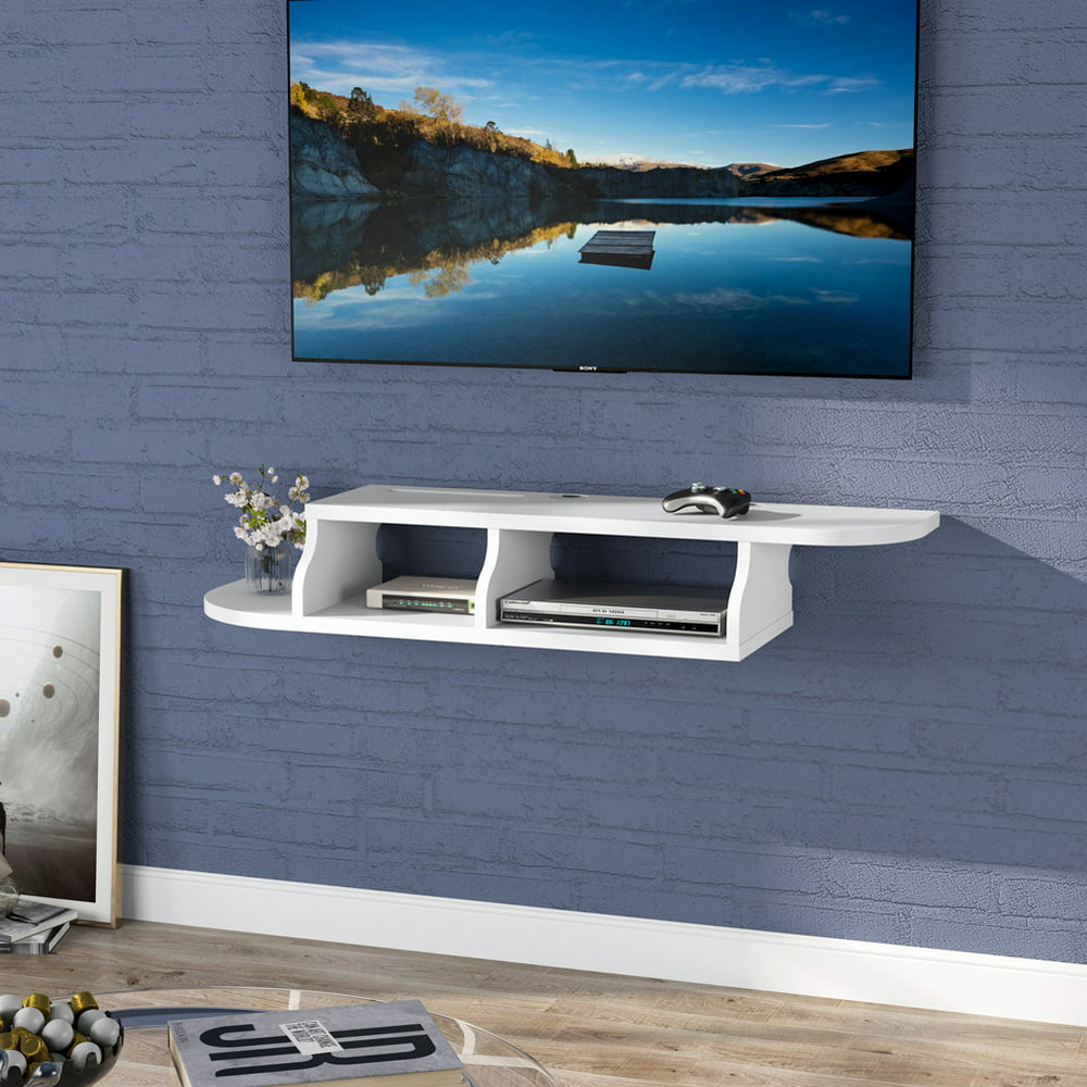 Wall Mounted Media Console, Modern Floating TV Stand Shelf,Media Storage Component Shelves for
