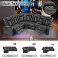 thumbnail image 3 of Bonzy Home Electric Power Recliner Sofa Set — PU Leather Power Recliner Chair, Sofa Set with LED Lights, Adjustable Headrests, USB Ports, Hidden Arm Storage & Cup Holders, Black, 3 of 9