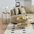 thumbnail image 3 of Round Coffee Table Set of 2, 2-Piece Modern Nesting Coffee Tables with Metal Legs, 2 Tier End Side Tables for Bedroom Office Balcony Yard, Easy Assembly, Natural, 3 of 7