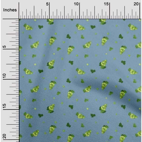 oneOone Organic Cotton Poplin Twill Fabric Leaves & Grapes Fruits Print Fabric by Yard 42 Inch Wide