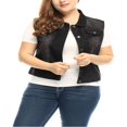 thumbnail image 2 of Unique Bargains Women‘s Plus Size Chest Pockets Single Breasted Denim Sleeveless Jacket, 2 of 6