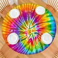 thumbnail image 2 of Colorful Tie Dye Pattern Round Fitted Tablecloth with Elastic Edge,Dining Table Cover Waterproof,Outdoor Round Tablecloth for Camping,Dining,Indoor and Outdoor, 2 of 7