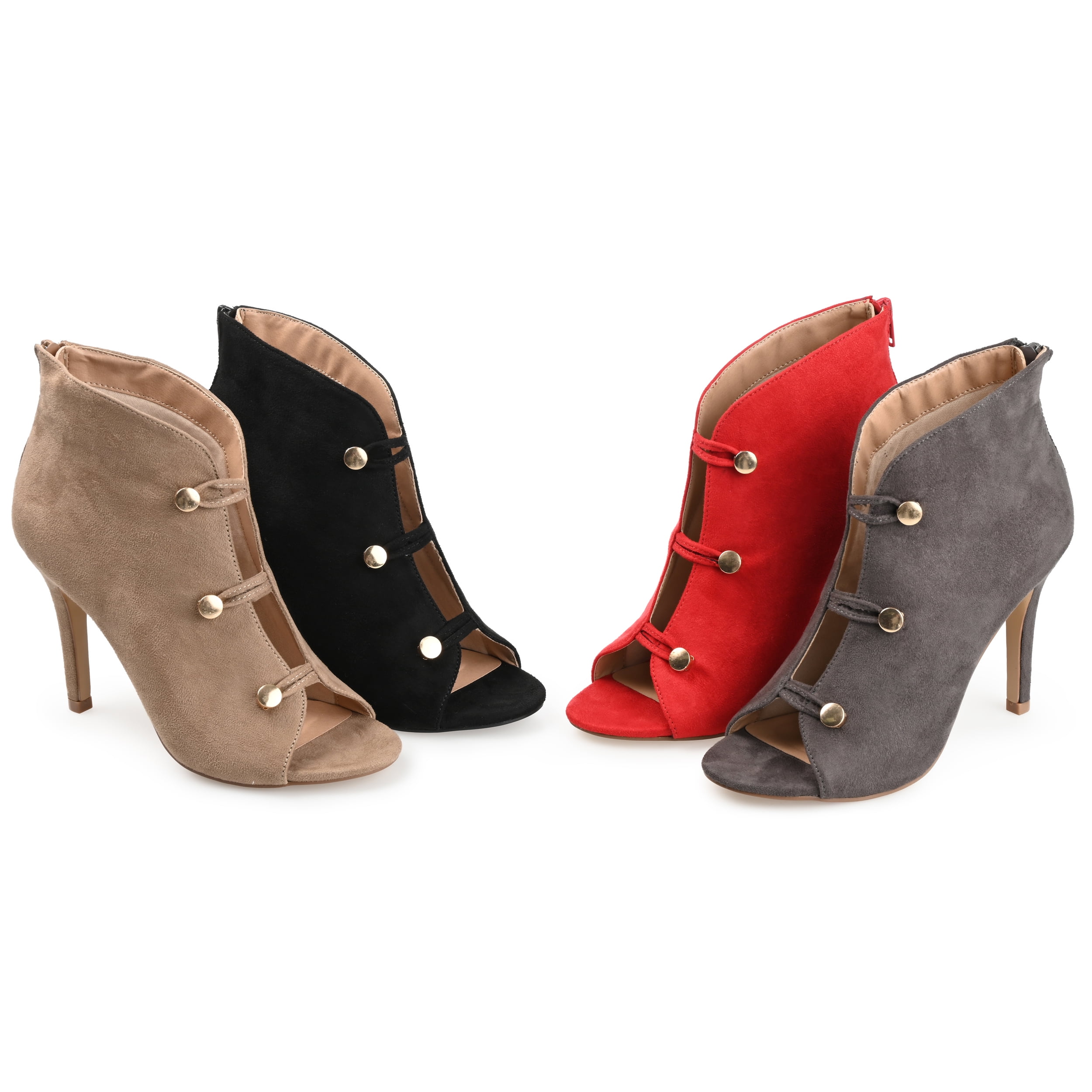 Journee Collection Womens Brecklin Back Heel Zip Open Toe Stiletto Booties
