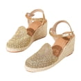 thumbnail image 4 of Rokment Boho Braided Sunflower Espadrilles Wedges Dress Sandals for Women Beach Summer Vacation Casual Crochet Closed Toe Platform High Heels Khaki Size7.5, 4 of 5