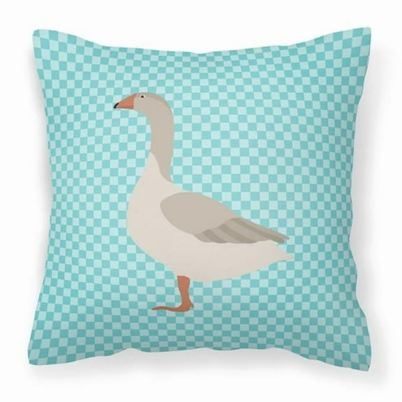 Carolines Treasures Steinbacher Goose Blue Check Fabric Decorative Pillow - 14 x 14 in.