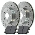 thumbnail image 1 of AutoShack Front Drilled and Slotted Brake Kit Rotors Silver and Performance Ceramic Pads Pair of 2 Driver and Passenger Side Replacement for 2003-2008 Pontiac Vibe Toyota Corolla Matrix BRKPKG002490, 1 of 4