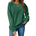 thumbnail image 2 of Women Tops Women's Long Sleeve Sweatshirt Casual Crewneck Loose Fit Pullover Fleece Tops, Christmas Print Design, Comfortable and Warm Apparel,Green,L, 2 of 4