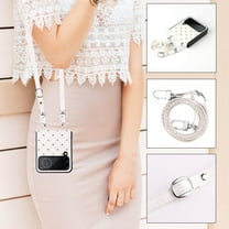 Dteck Galaxy Z Flip 4 Case with Strap, Cute Case Fit Samsung Galaxy Z Flip 4, Galaxy Z Flip 4 Case with Hinge Protection & Crossbody Strap, PU Leather Protective Cover for Women Girls, Gold Bling Star