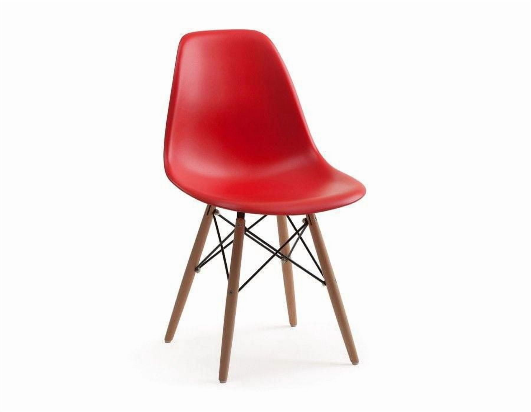Red Eiffel Chair With Natural Wood Legs, Chair ideal for Dining Room, Kitchen, Living Room.