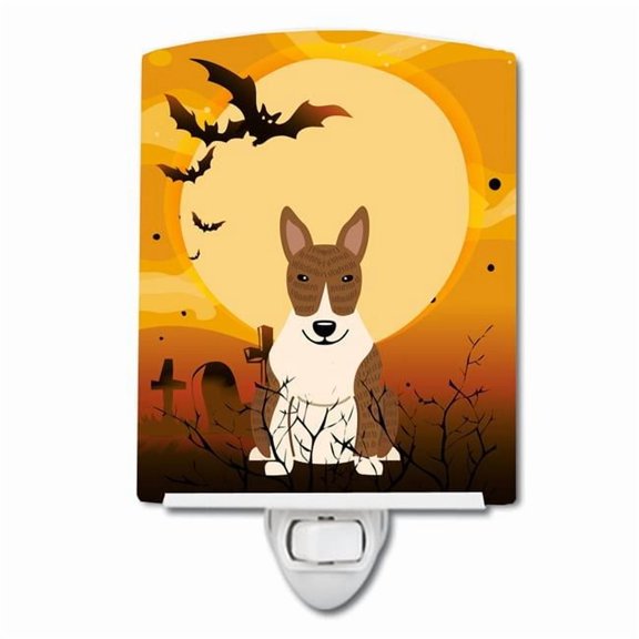 Caroline's Treasures BB4403CNL Halloween Bull Terrier Brindle Ceramic Night Light, 6x4x3", multicolor