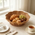 thumbnail image 7 of AYktou Woven Display Baskets, Imitation Wicker Bread Tray Food Storage Serving Container with Base, 11×3.2 Inch Flower Shaped Gift Baskets Snack Candy Tray, Food Storage Basket for Desserts Bread, 7 of 7