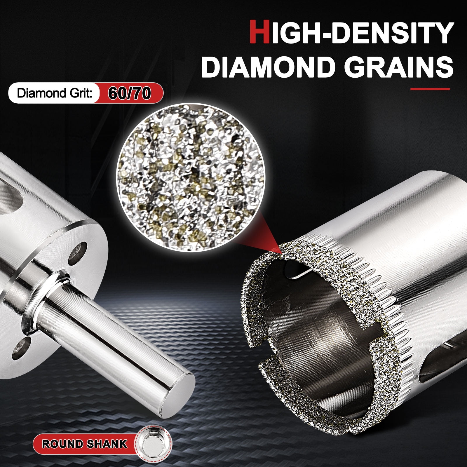 4-30mm Diamond Hole Saw Set, 5/32" - 1-3/16" Diamond Hollow Core Drill Bit Hole Cutters for Fiberglass Tile - 12Pcs(60/70 Mesh)