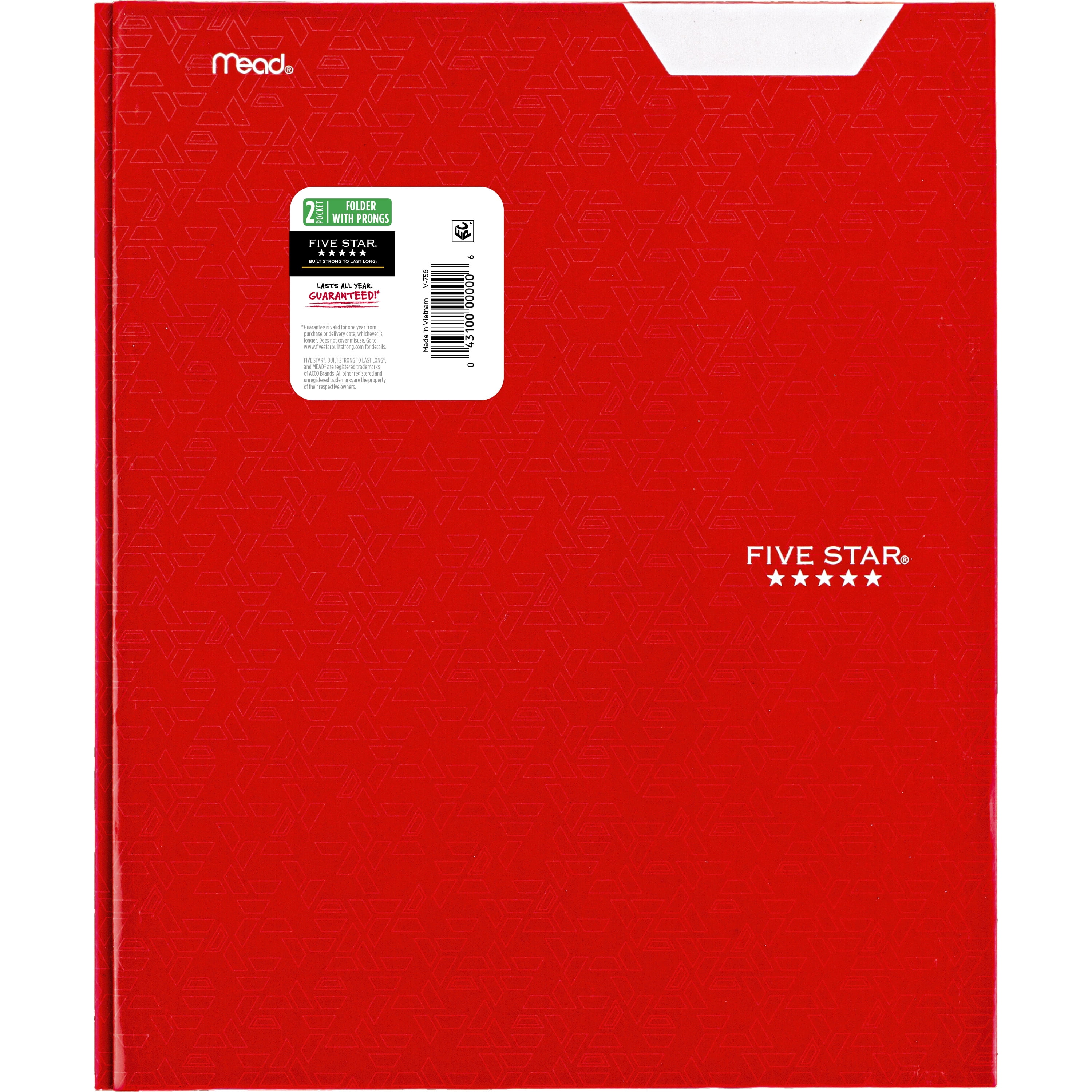 (2 pack) Five Star Pocket and Prong Paper Folder, Fire Red (340020A-WMT22)