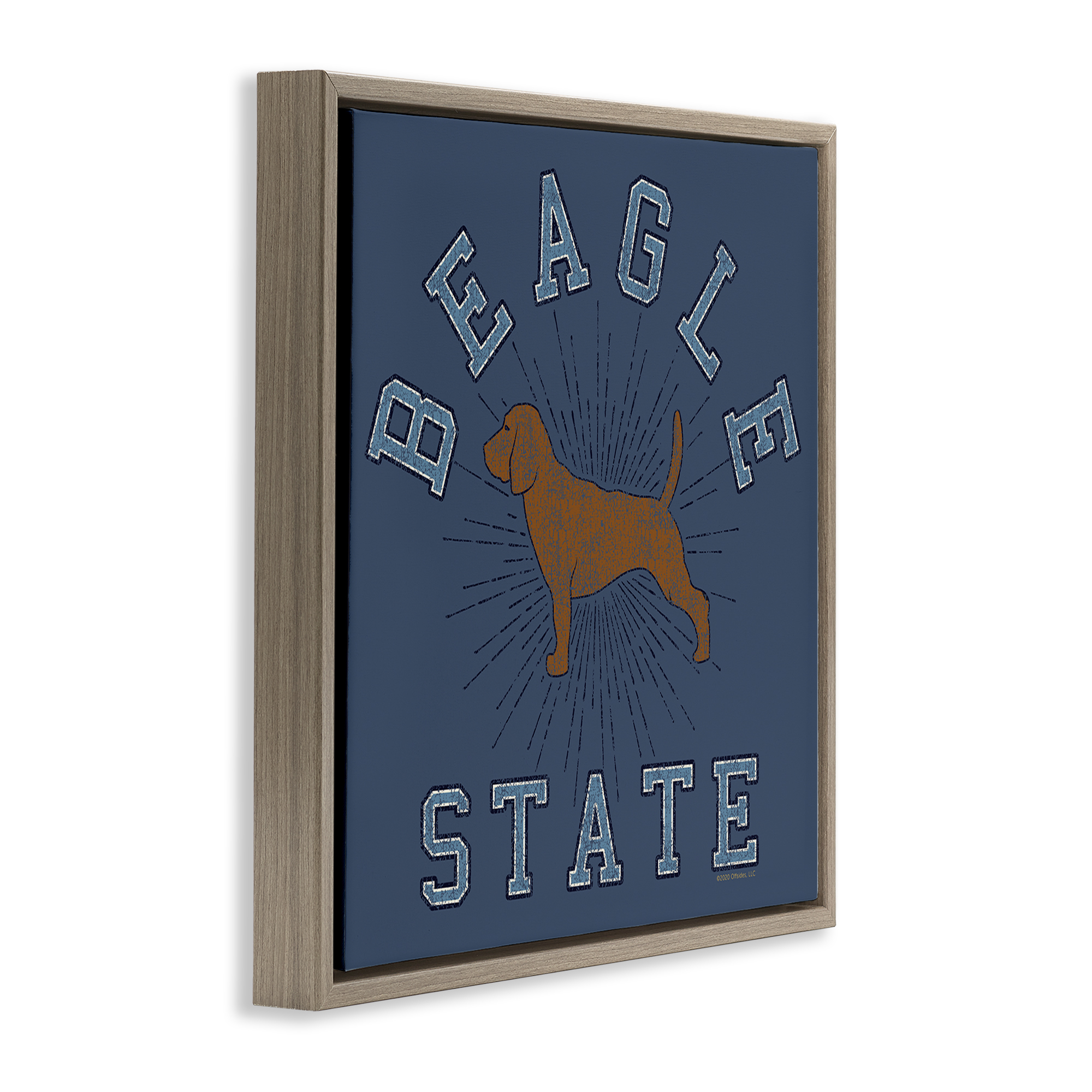 Stupell Industries Vintage Beagle State Novelty & Humor Painting Brown Floater Framed Canvas Art Print Wall Art, 18 x 18