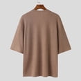 thumbnail image 5 of Nafuu Men T Shirts Solid Color V-Neck Short Sleeve Summer Striped Knit Comfortable Stretch Casual Loose Fit Tee For Daily Wear Leisure Home Classic Tees Men, 5 of 9
