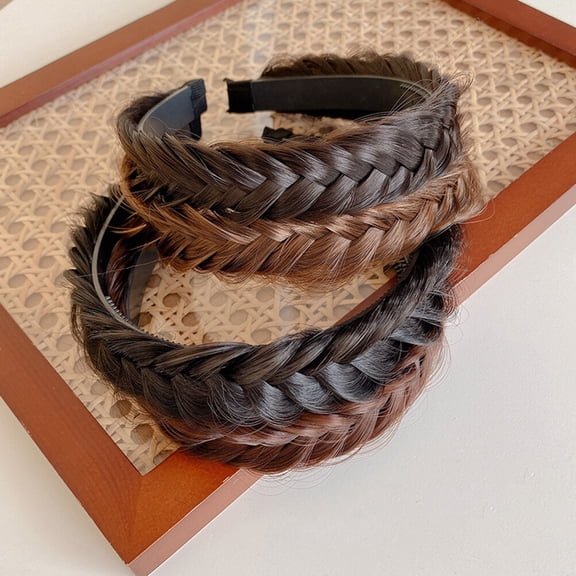 NIAIZEK 4Pcs Braided Headband Hairstyle Light Brown for Women Banquet Wear