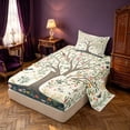 thumbnail image 2 of Homewish Tree of Life Flower Twin Sheets, Botanical Animal Theme Bedding, 3 Pieces, 1 Flat Sheet, 1 Fitted Sheet and 1 Pillowcase, 2 of 6