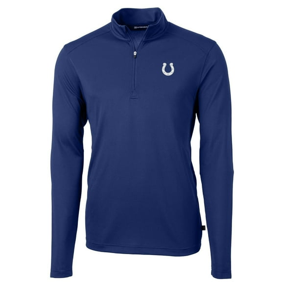 Men's Cutter & Buck Royal Indianapolis Colts Virtue Eco Pique Recycled Quarter-Zip Pullover Jacket